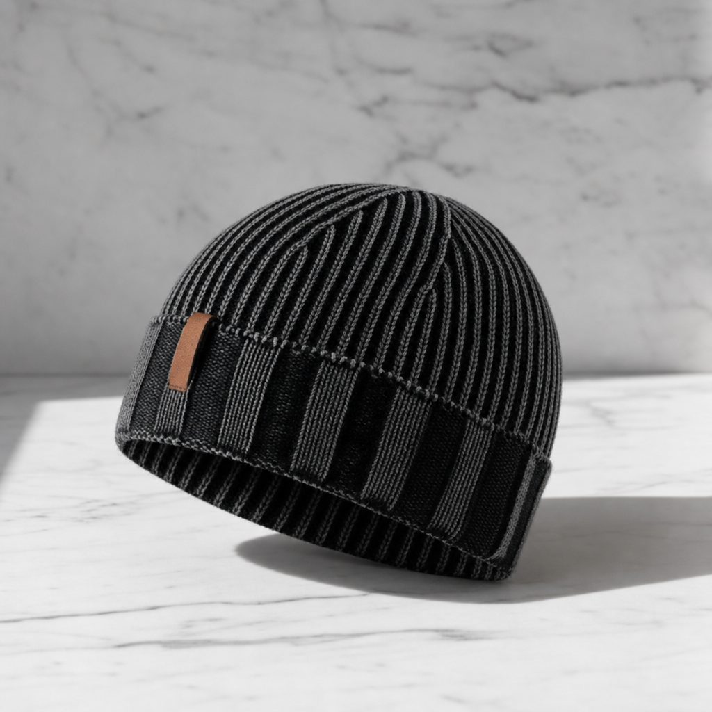 Bonnet homme en maille côtelée à revers 5