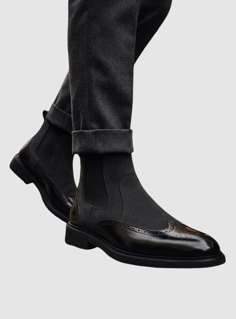 Bottines Chelsea homme à détails perforés et bout richelieu 2