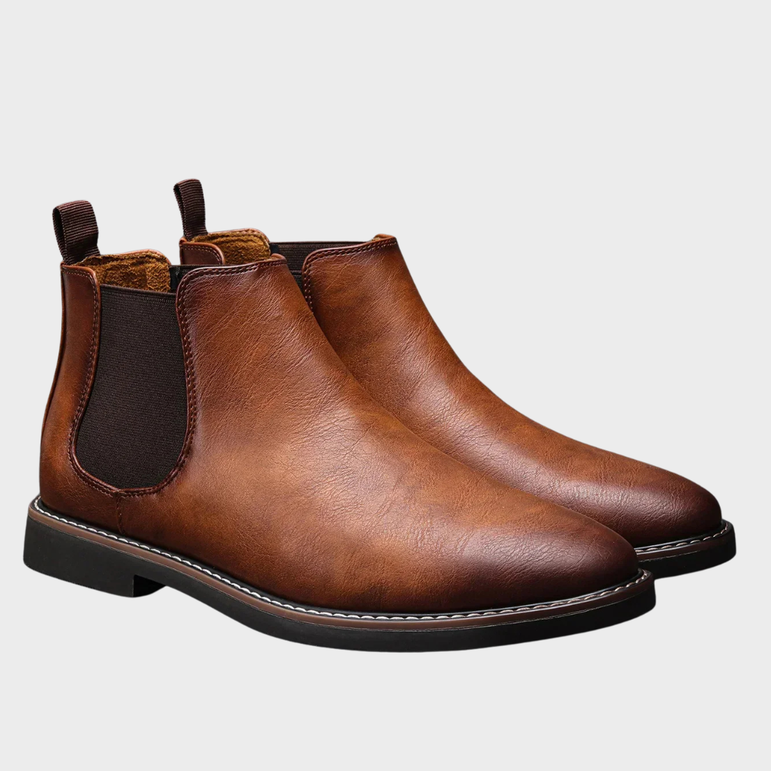 Bottines Chelsea homme en cuir sans lacets à bout rond 9
