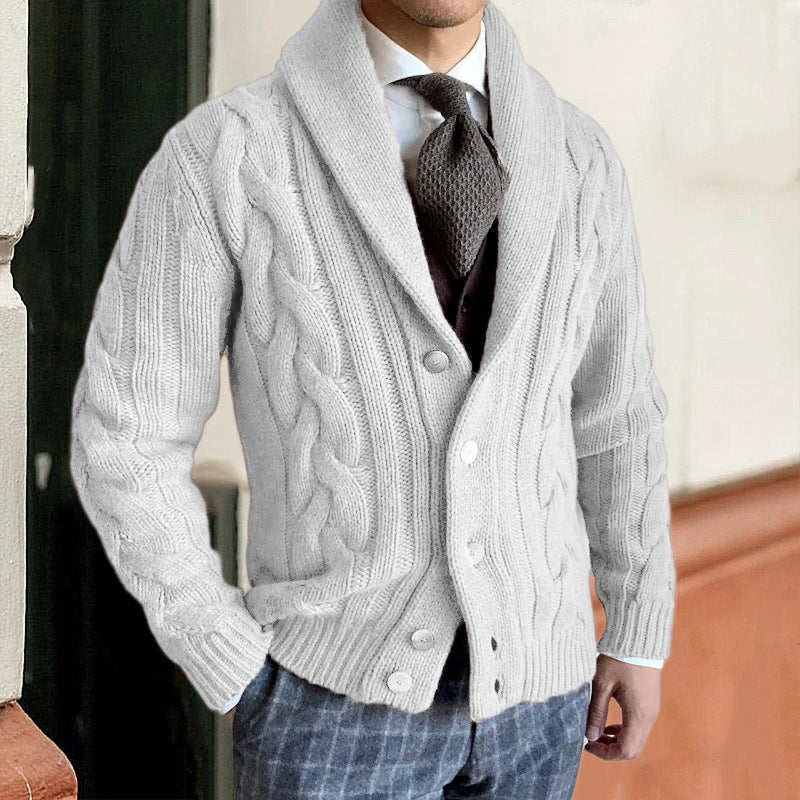 Cardigan homme à col châle et motif torsadé 5