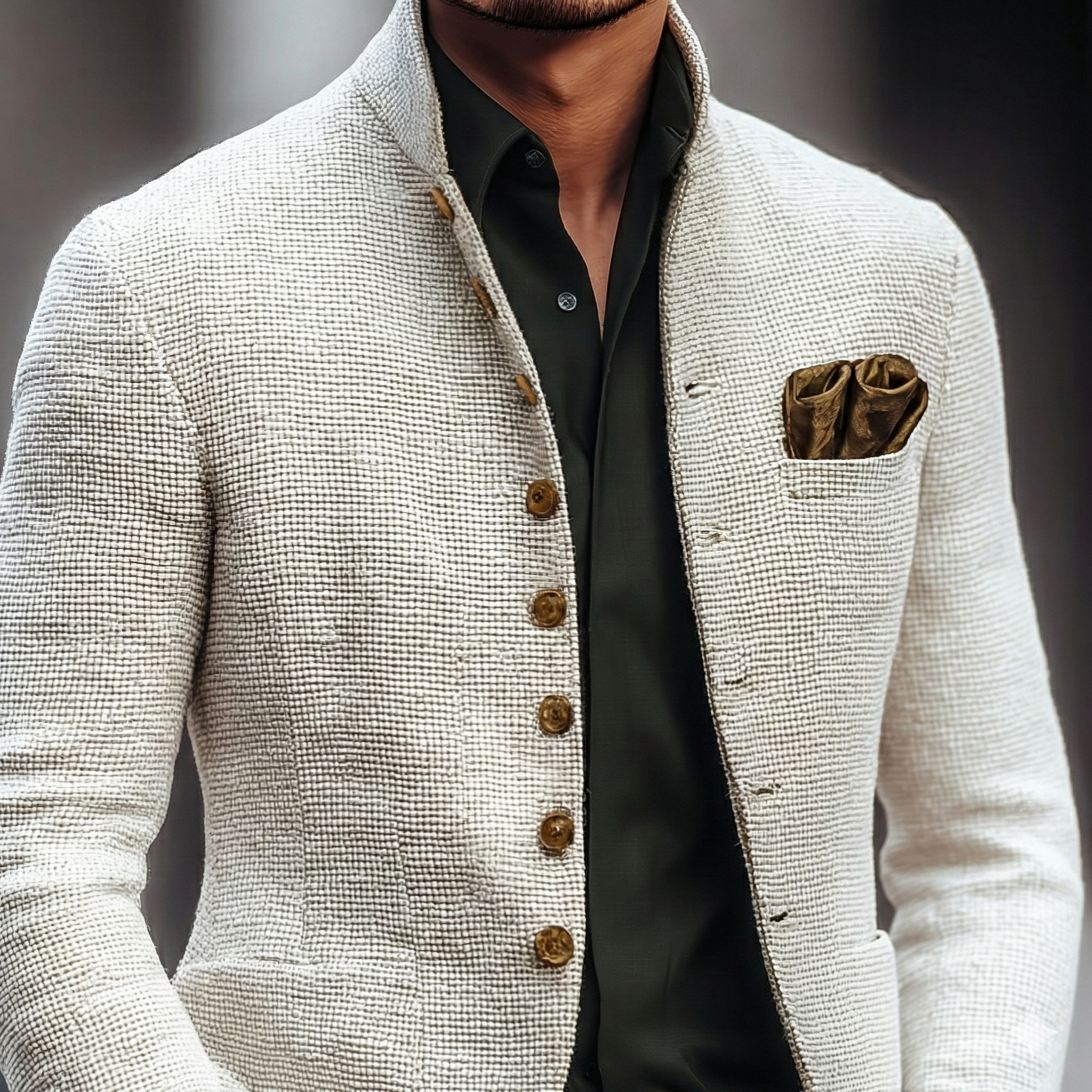 Cardigan homme en grosse maille à col montant boutonné 5
