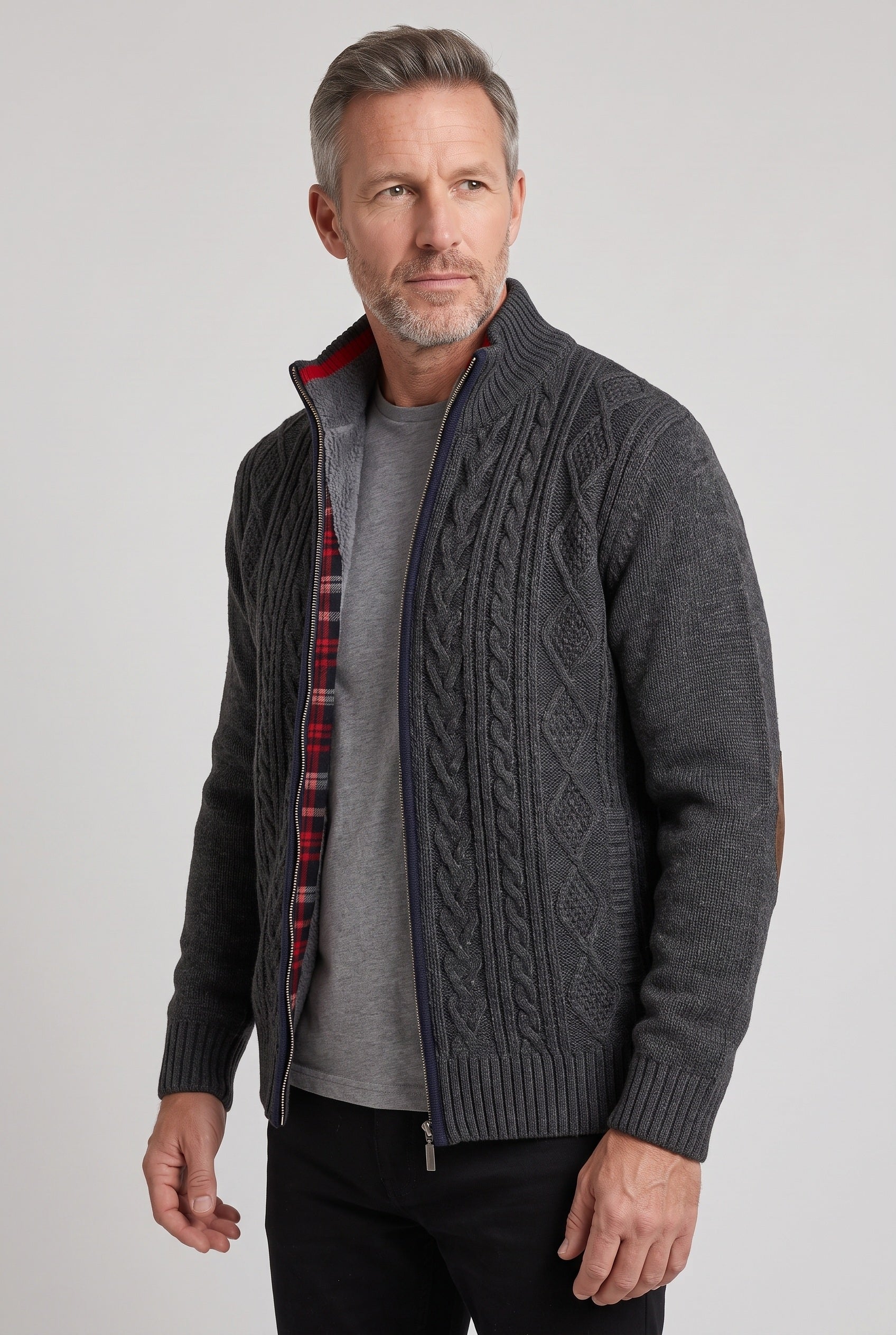 Cardigan homme zippé à col montant doublé polaire 10