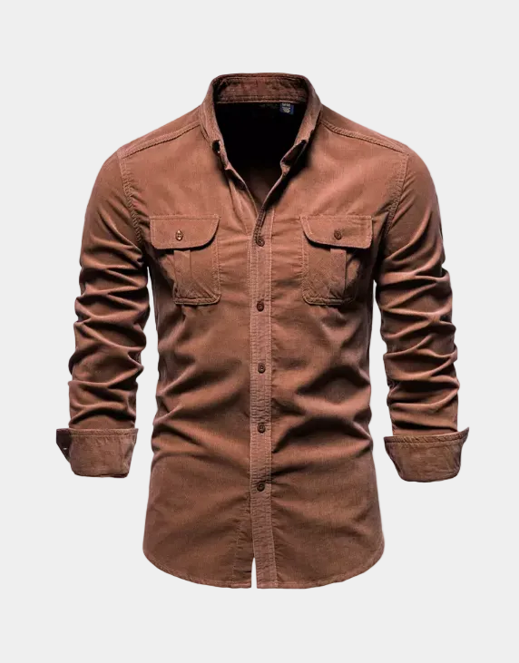 Chemise homme à manches longues col classique et poches poitrine à rabat 6
