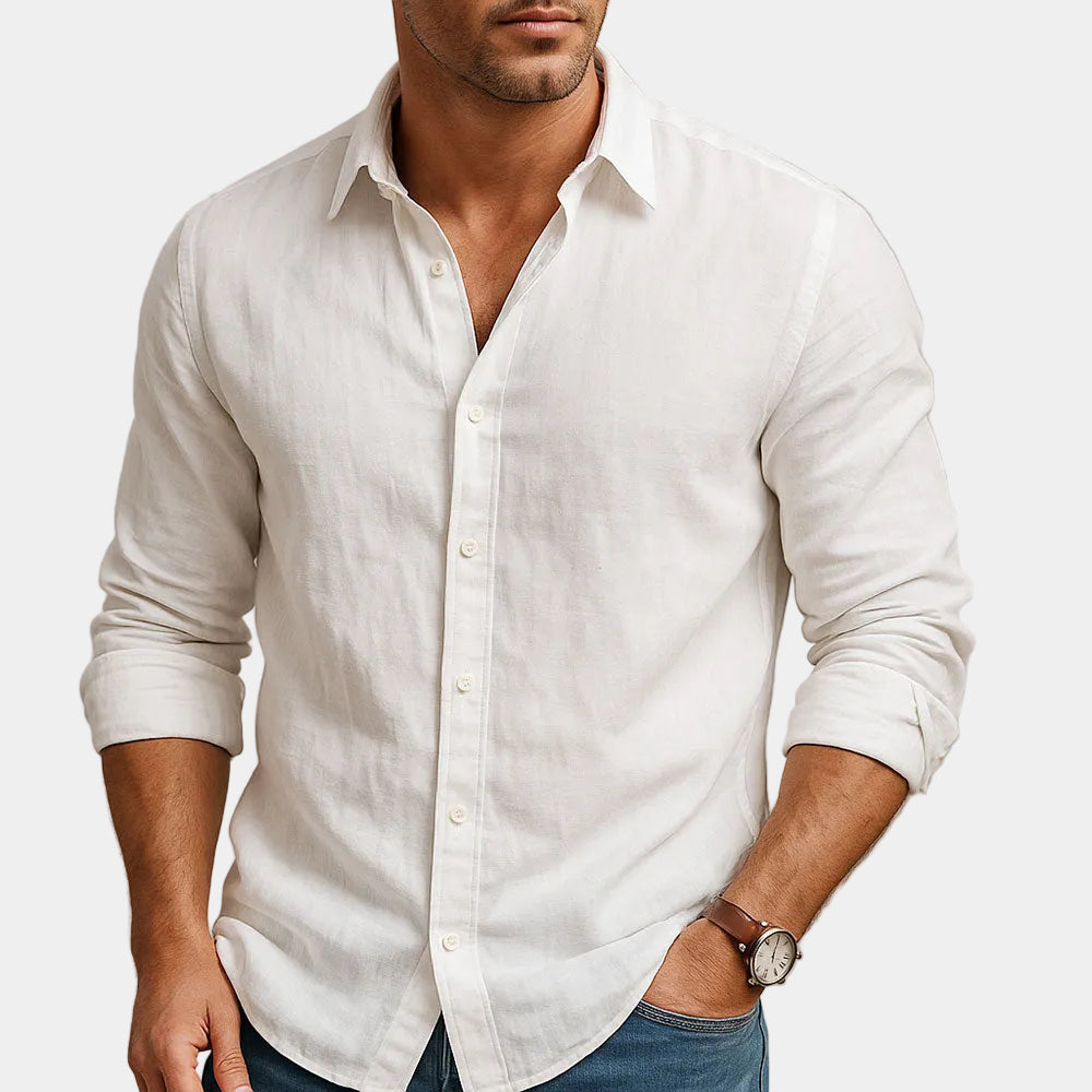 Chemise homme boutonnée à col classique et manches longues 4