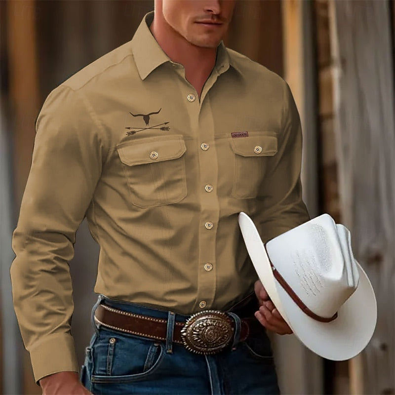 Chemise western homme à manches longues et poches poitrine à rabat 3