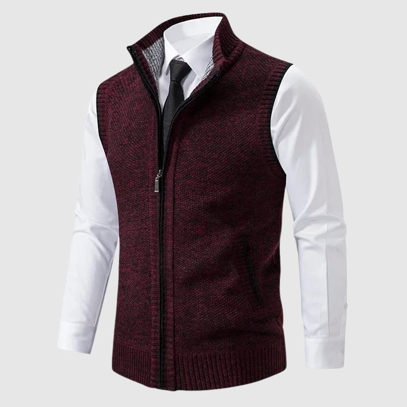 Gilet sans manches homme zippé en maille à col montant 5
