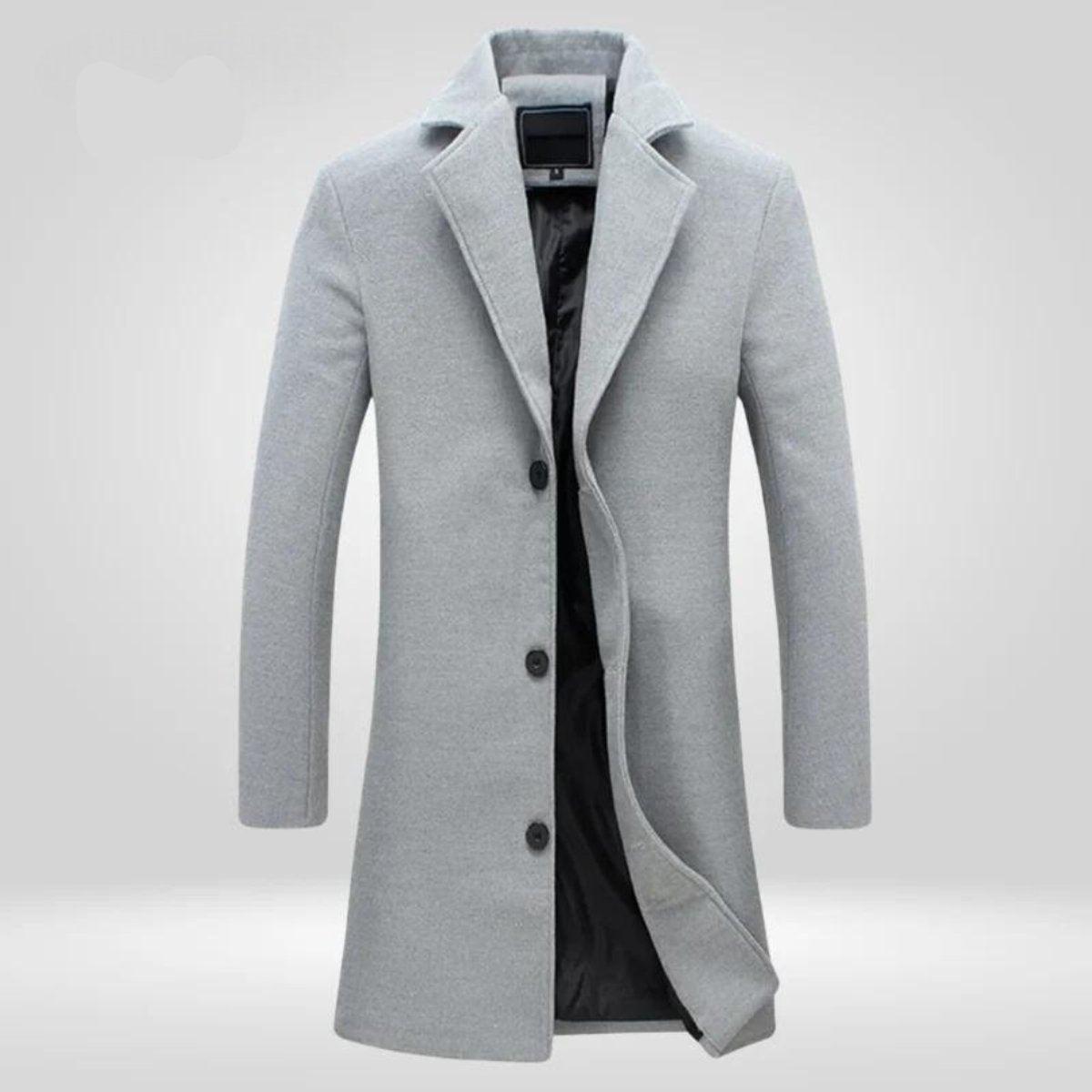 Manteau en laine homme long à col cranté et coupe classique 3