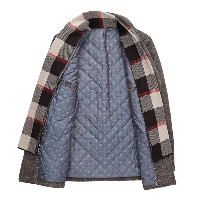 Manteau en laine homme mi-long à col cranté et écharpe amovible 4