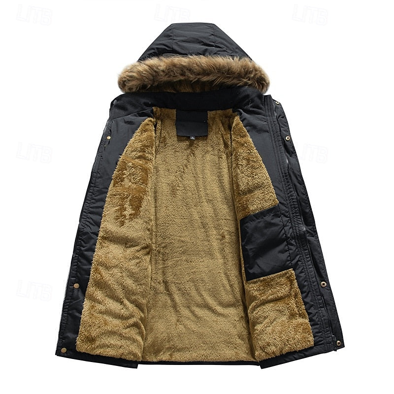 Parka homme à capuche en fausse fourrure et doublure polaire 6