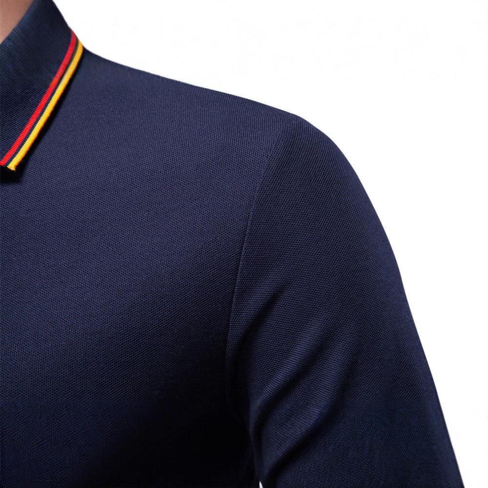 Polo homme à manches longues col à liseré contrasté 9