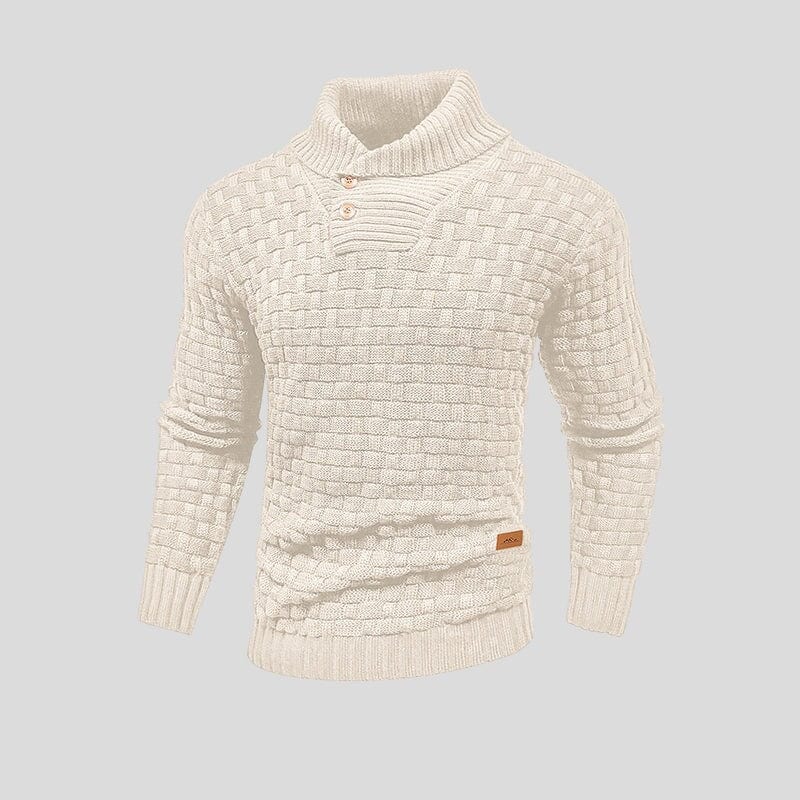 Pull col boutonné homme en maille à manches longues 7