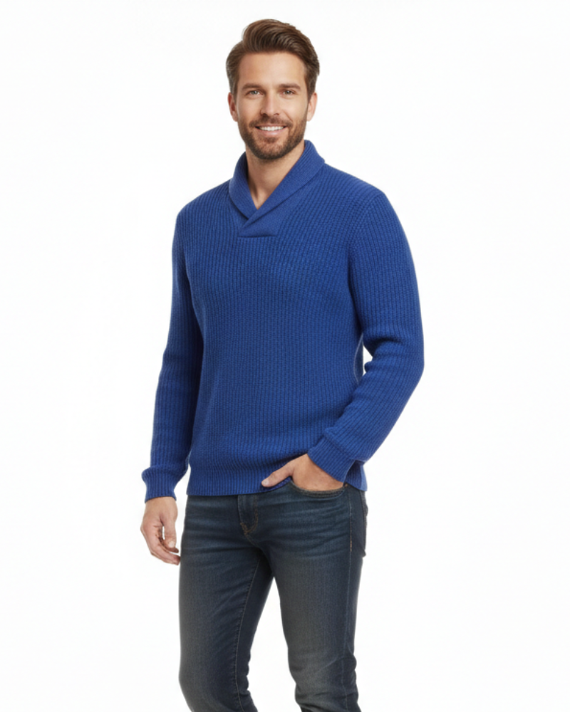 Pull homme col châle torsadé coupe décontractée 6