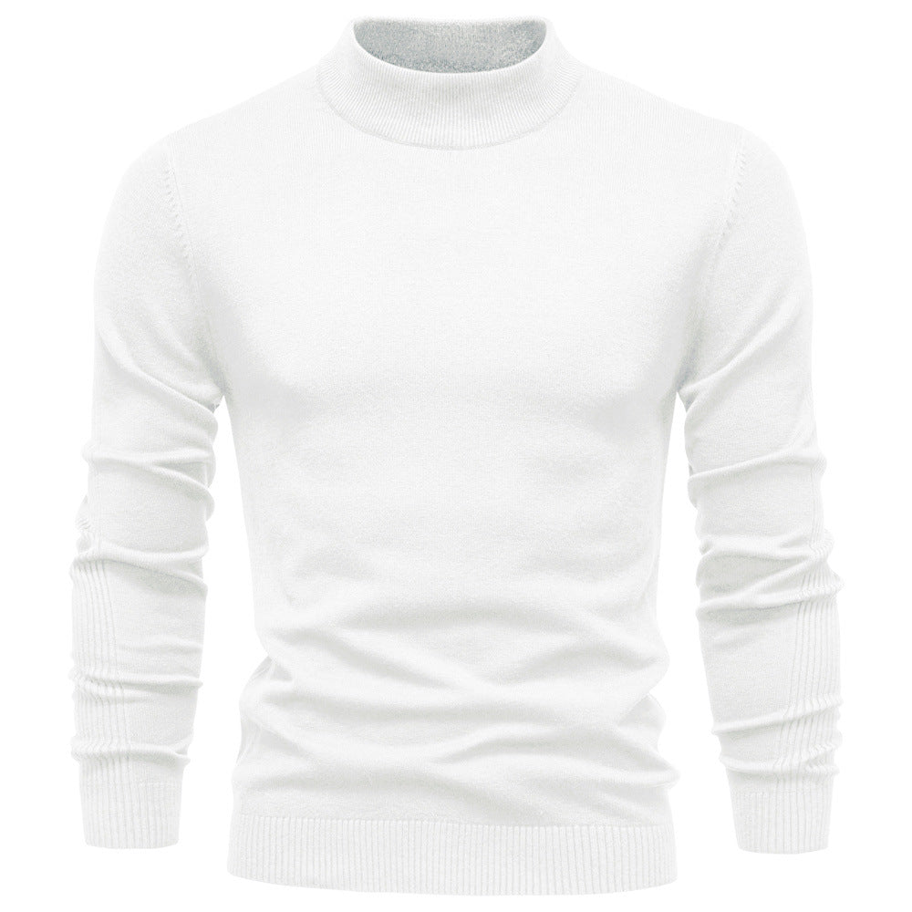 Pull homme col montant en maille fine à manches longues 10
