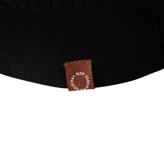 Pull homme maille côtelée col boutonné manches longues 8