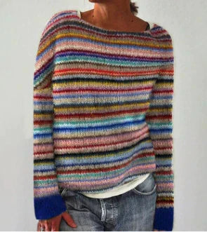 Pull norvégien femme en maille à motif jacquard et col rond 6