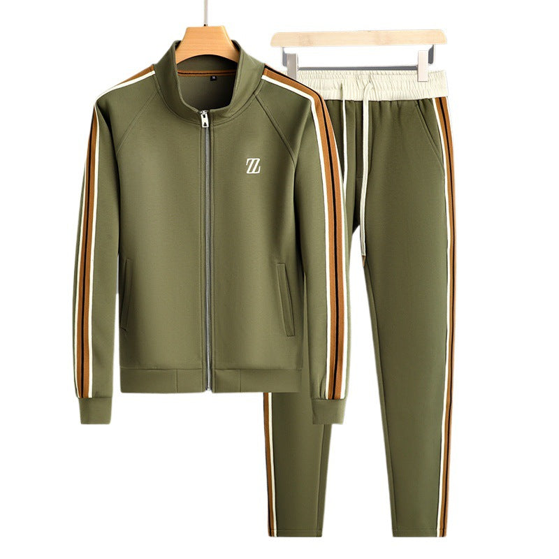 Survêtement homme zippé à col montant et bandes latérales contrastées 5