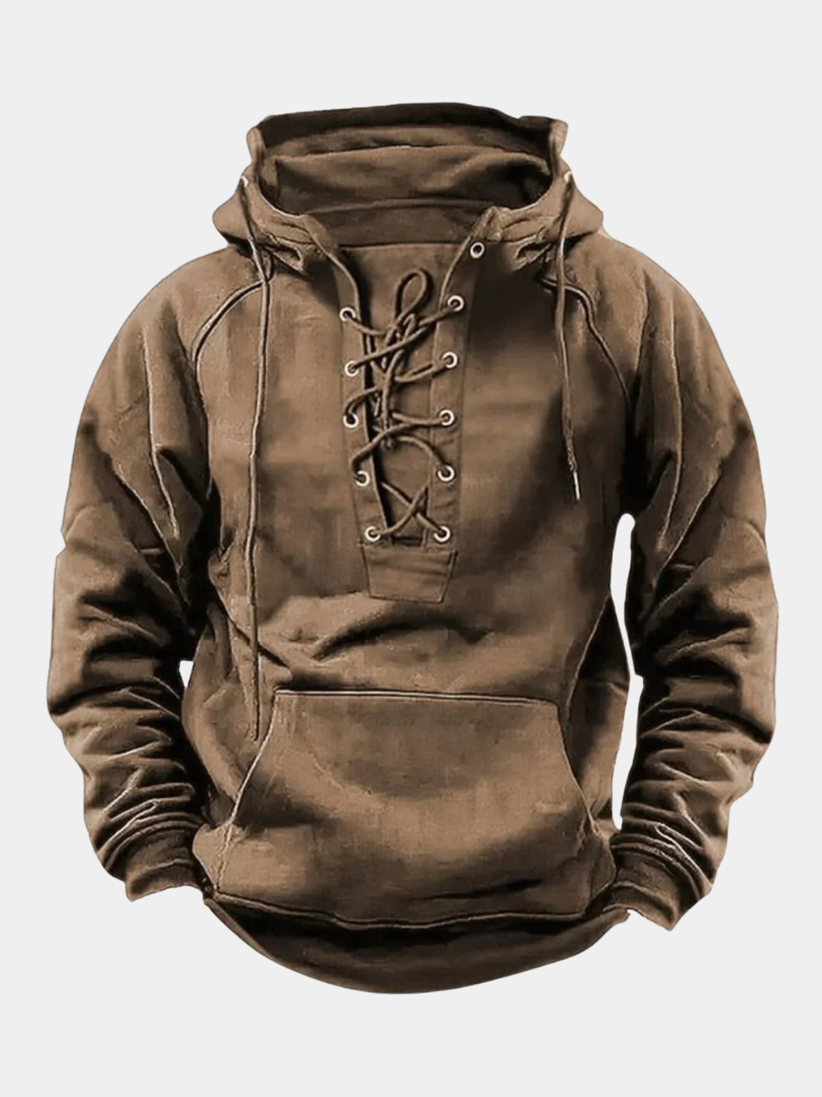 Sweat à capuche homme à laçage et poche kangourou style rétro 7