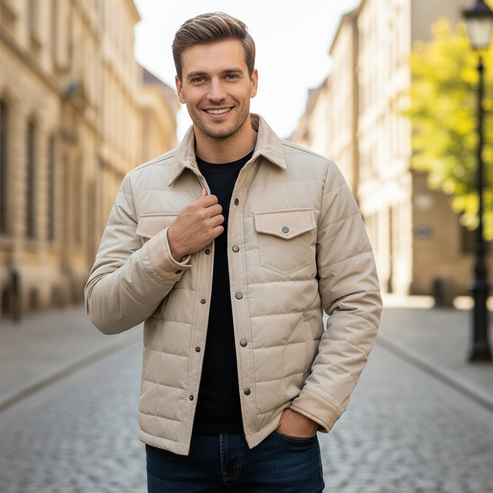 Veste matelassée homme à col chemise et boutons pression 18