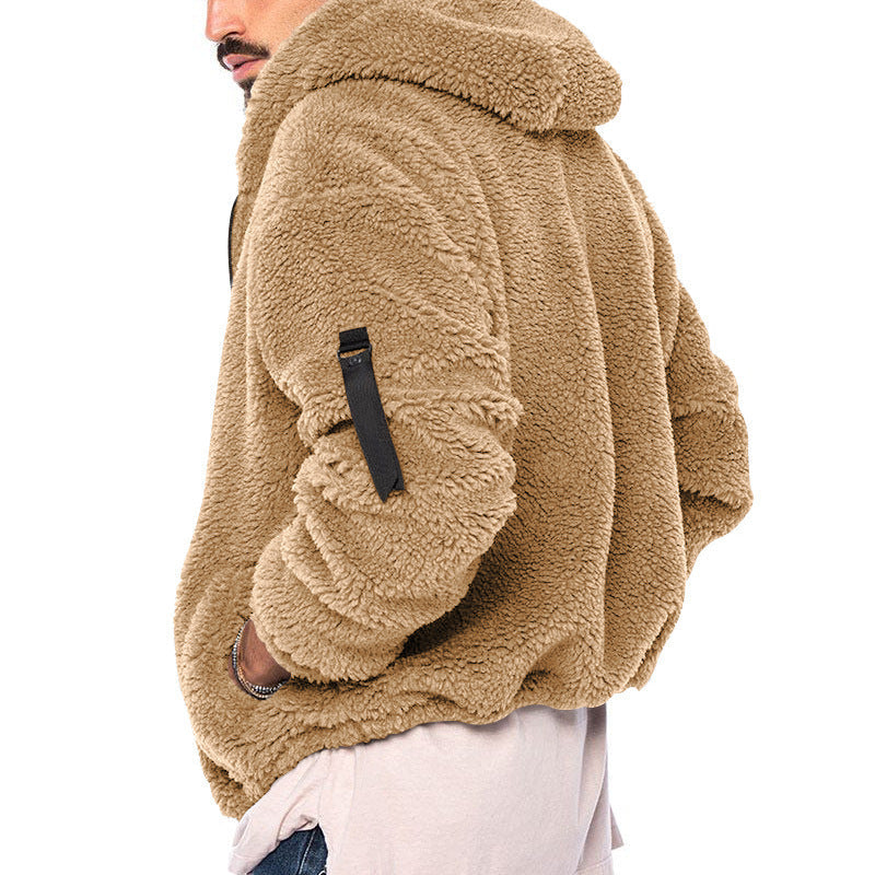 Veste polaire homme sherpa à capuche et poche sur manche 9