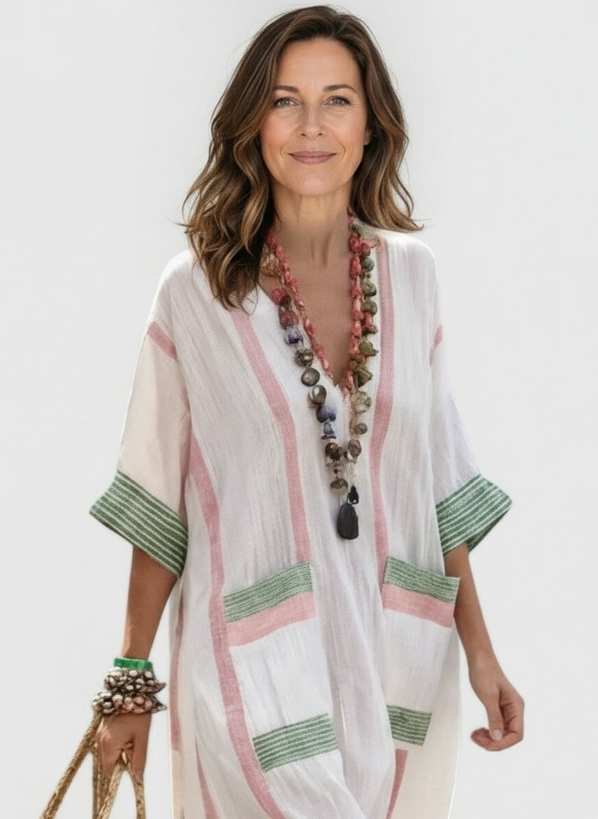 Close-up of the model wearing Maxi zomerjurk voor dames