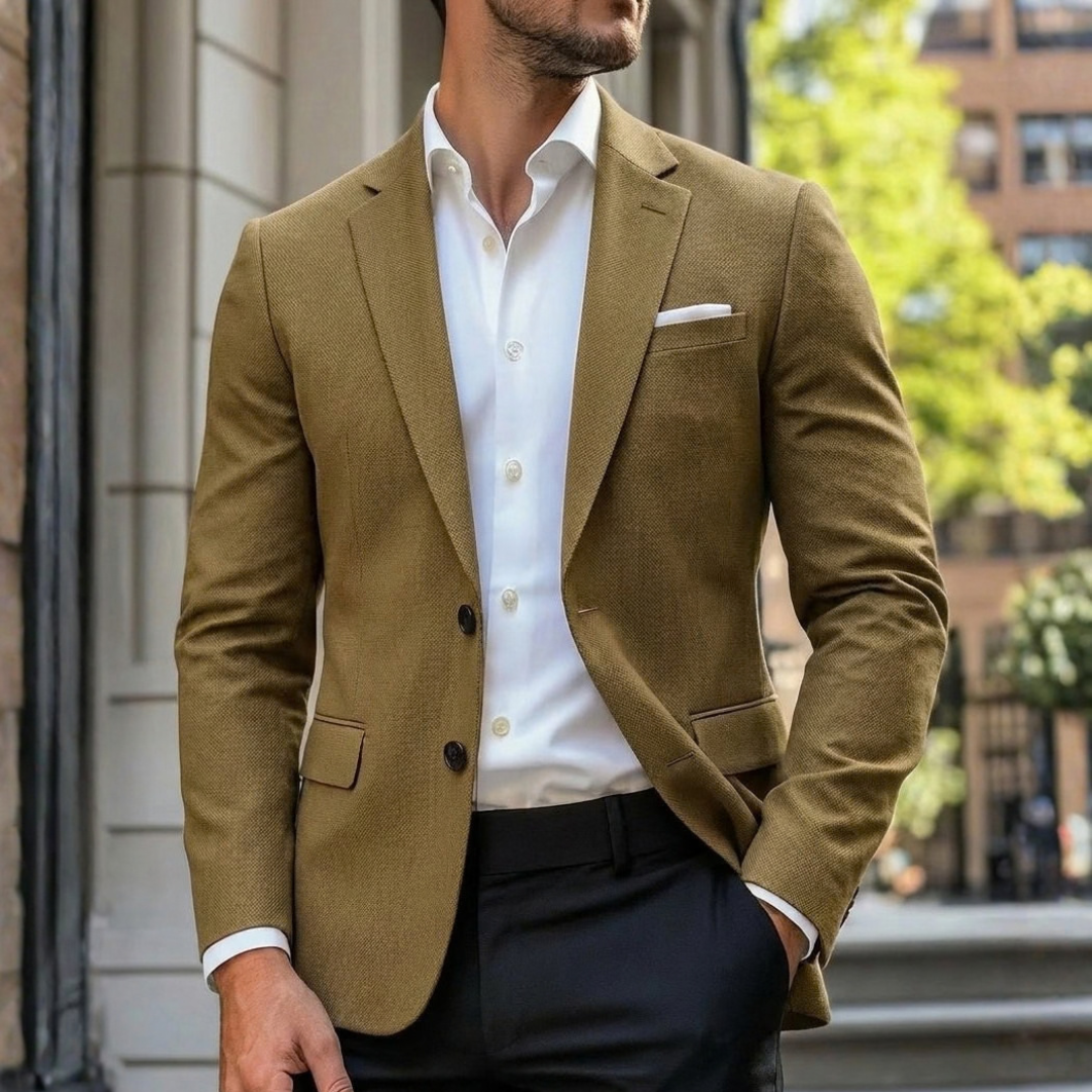 Blazer homme col cranté deux boutons à poche poitrine 1