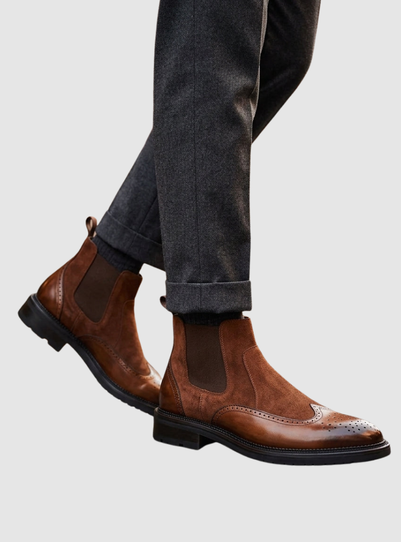 Bottines Chelsea homme à détails perforés et bout richelieu 1