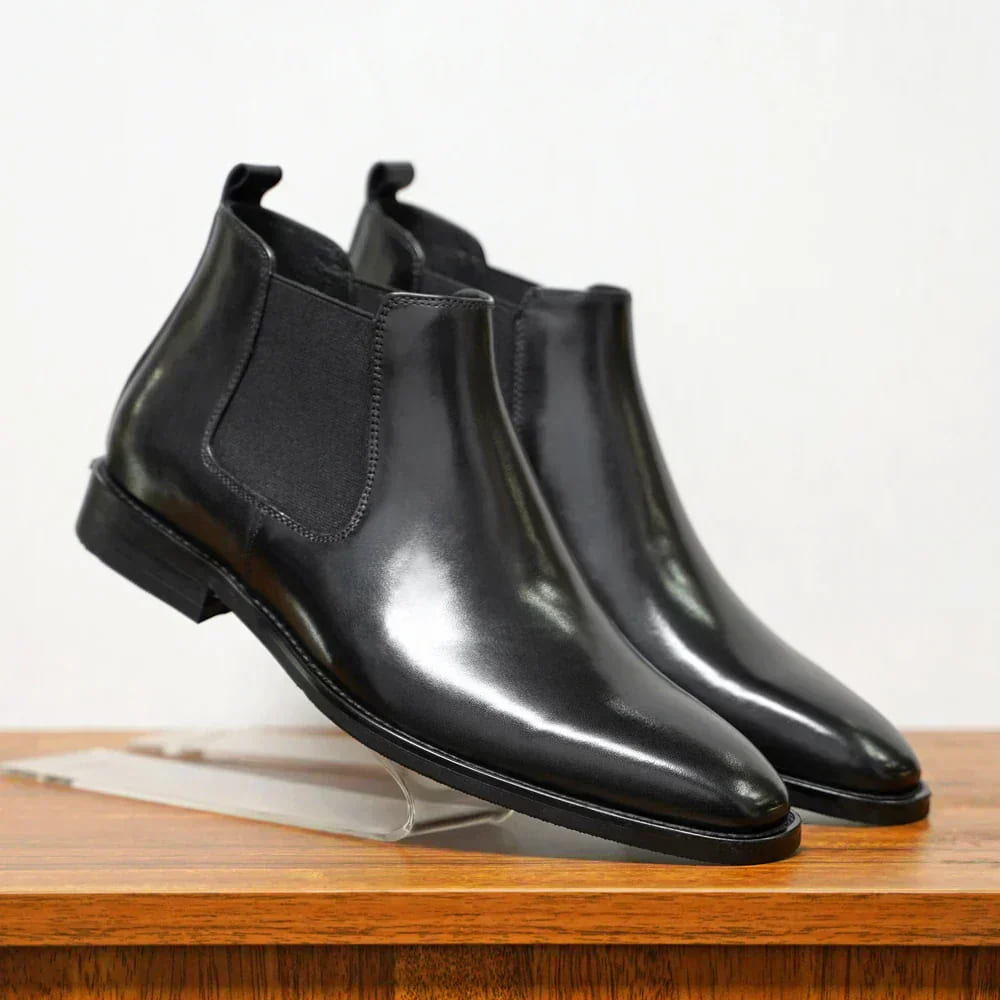Bottines Chelsea homme en cuir à talon bloc 1