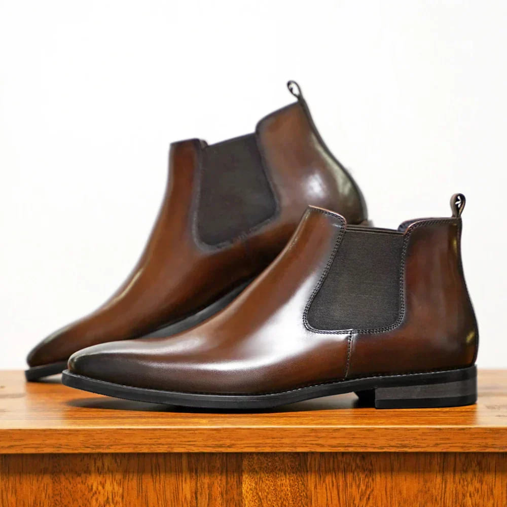 Bottines Chelsea homme en cuir à talon bloc 6