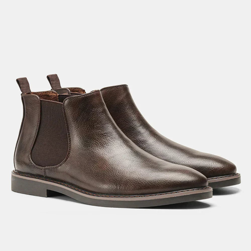 Bottines Chelsea homme en cuir sans lacets à bout rond 3