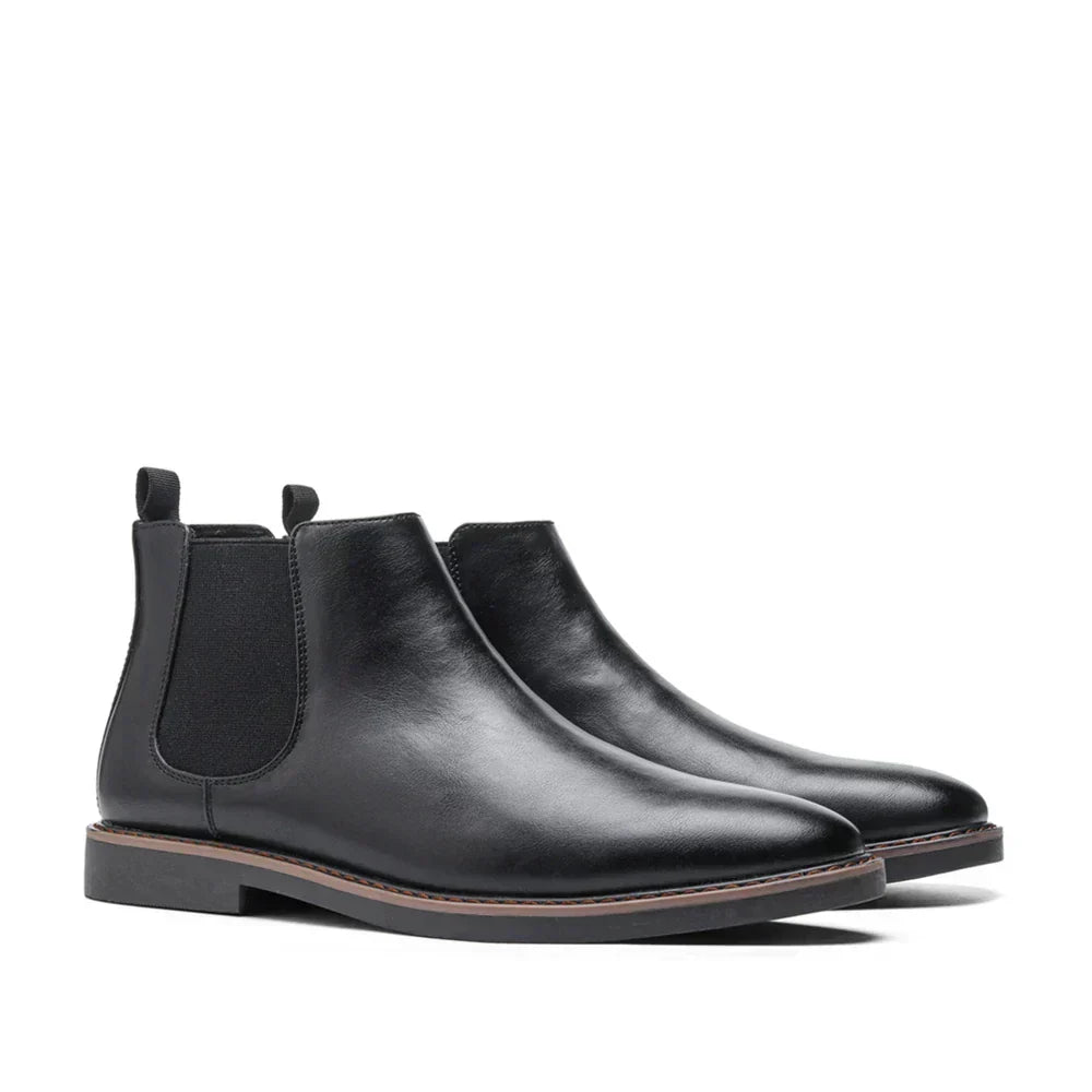 Bottines Chelsea homme en cuir sans lacets à bout rond 4