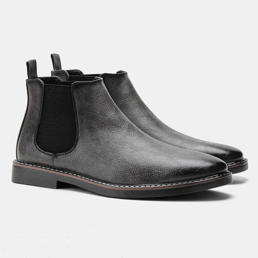 Bottines Chelsea homme en cuir sans lacets à bout rond 5