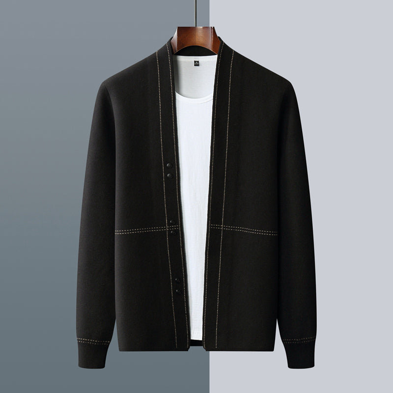 Cardigan homme en laine à carreaux et col châle 3