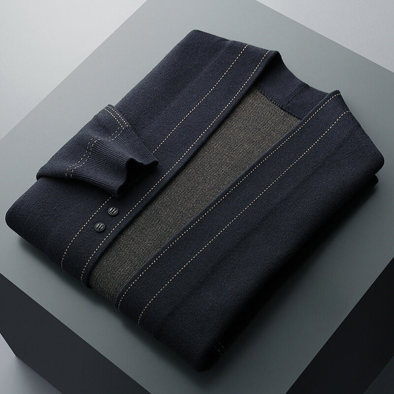 Cardigan homme en laine à carreaux et col châle 4