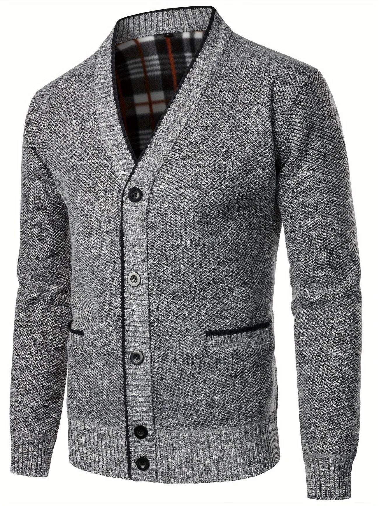 Cardigan homme en maille à col en V coupe régulière 1
