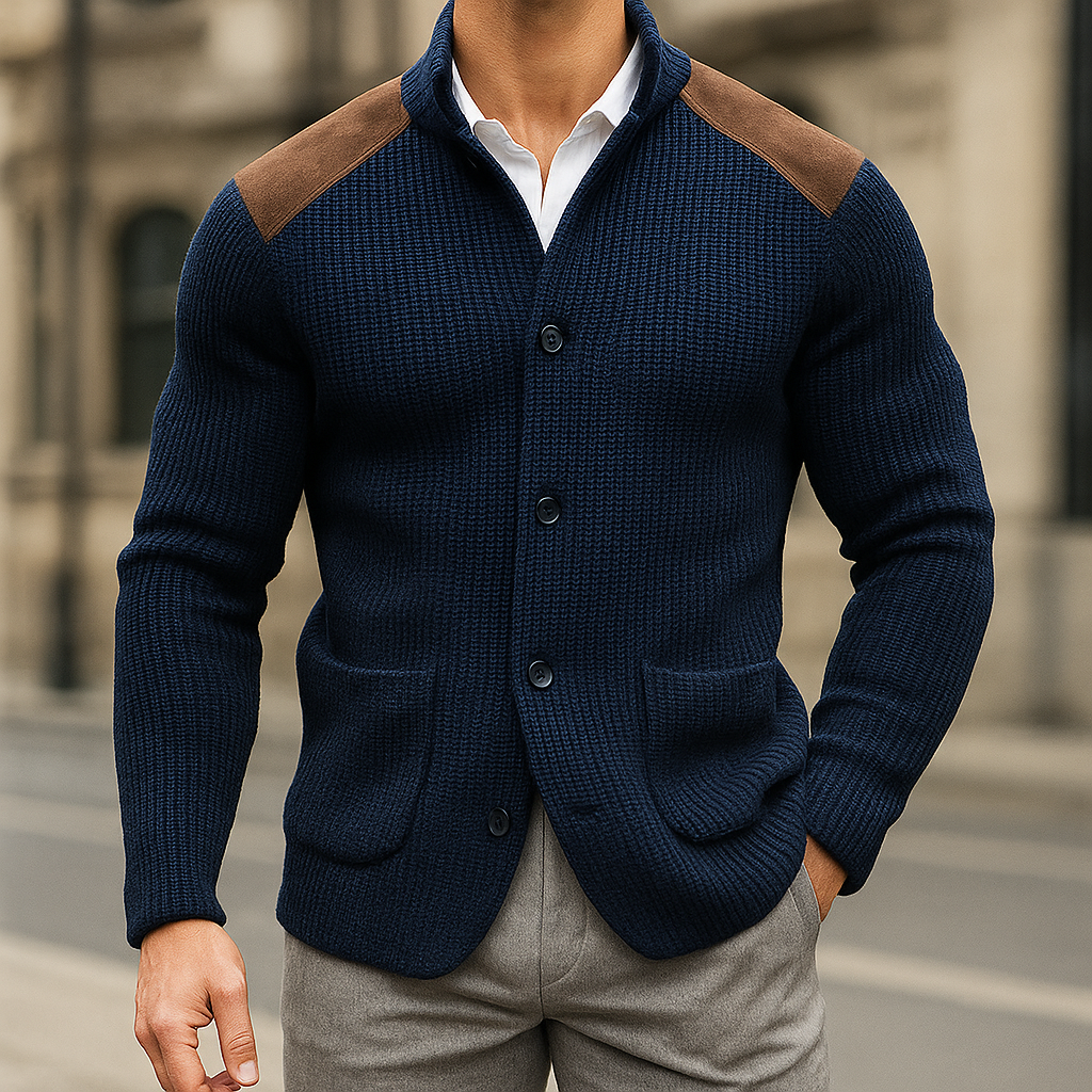 Cardigan homme en maille boutonné à poches plaquées 2