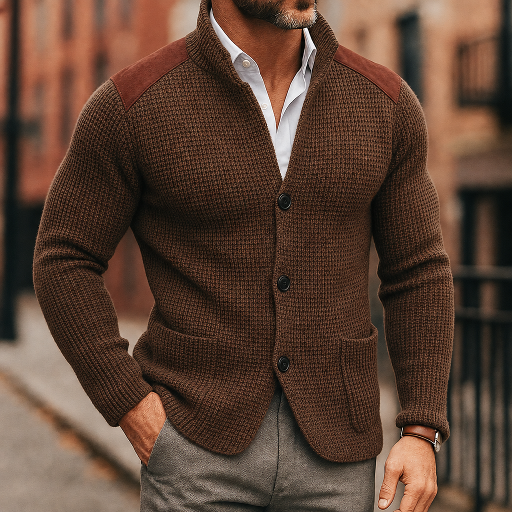 Cardigan homme en maille boutonné à poches plaquées 3