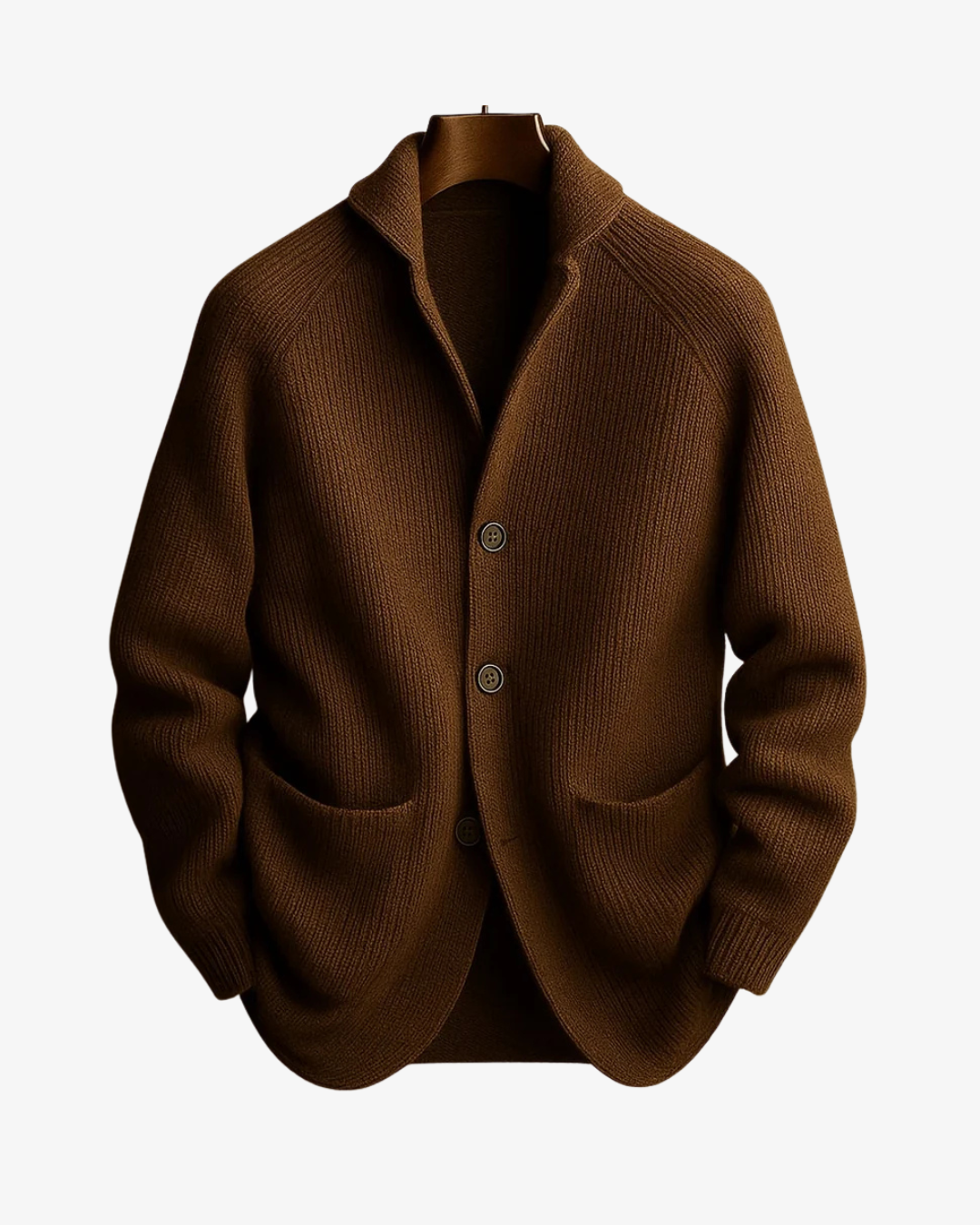 Cardigan homme en maille côtelée à col cranté boutonné 2