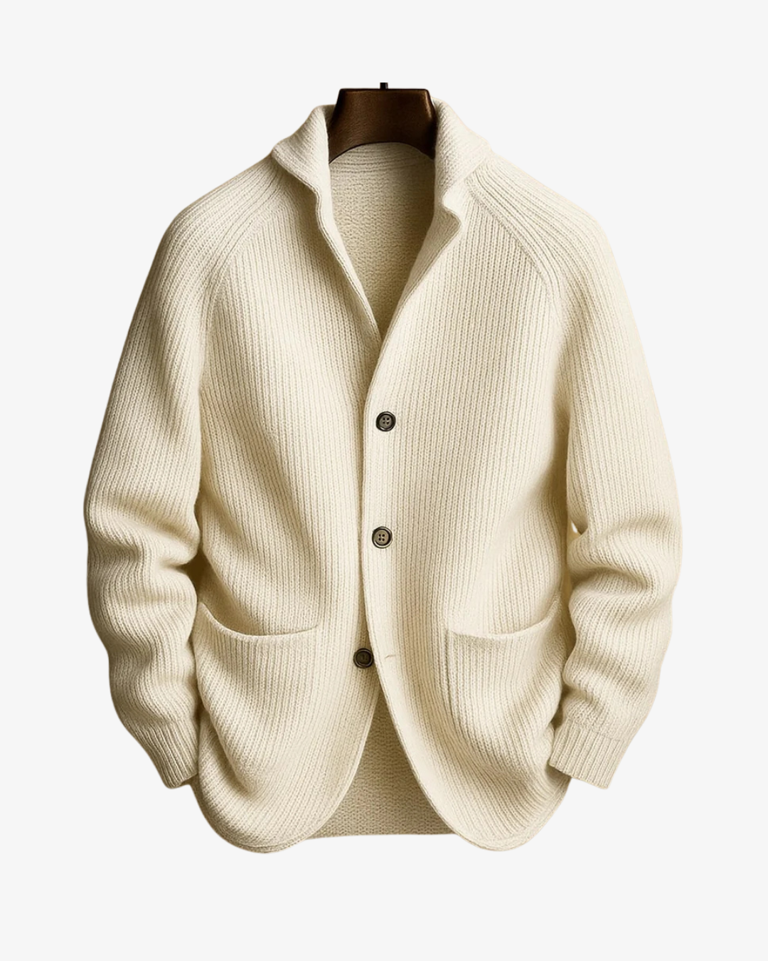 Cardigan homme en maille côtelée à col cranté boutonné 3