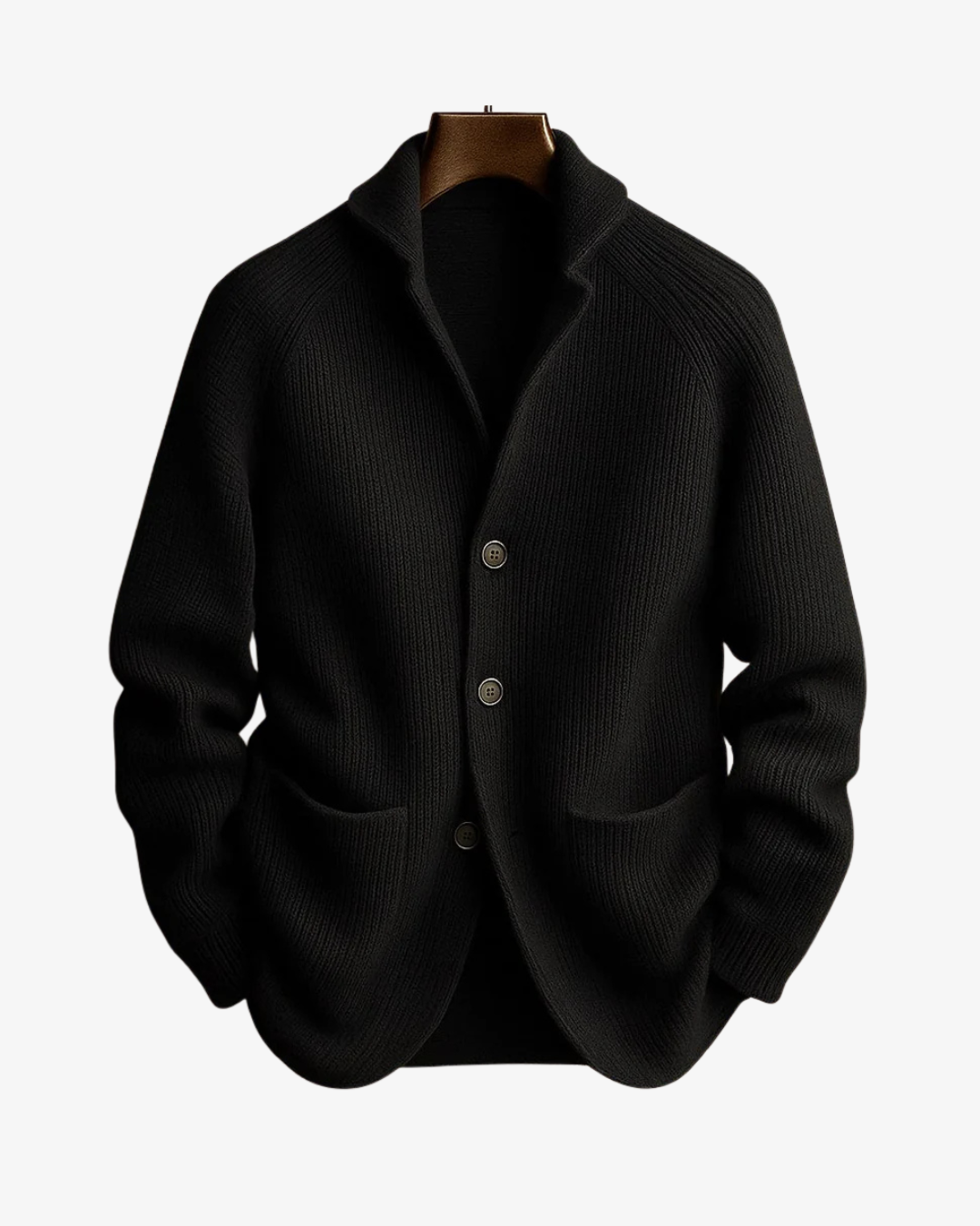 Cardigan homme en maille côtelée à col cranté boutonné 4
