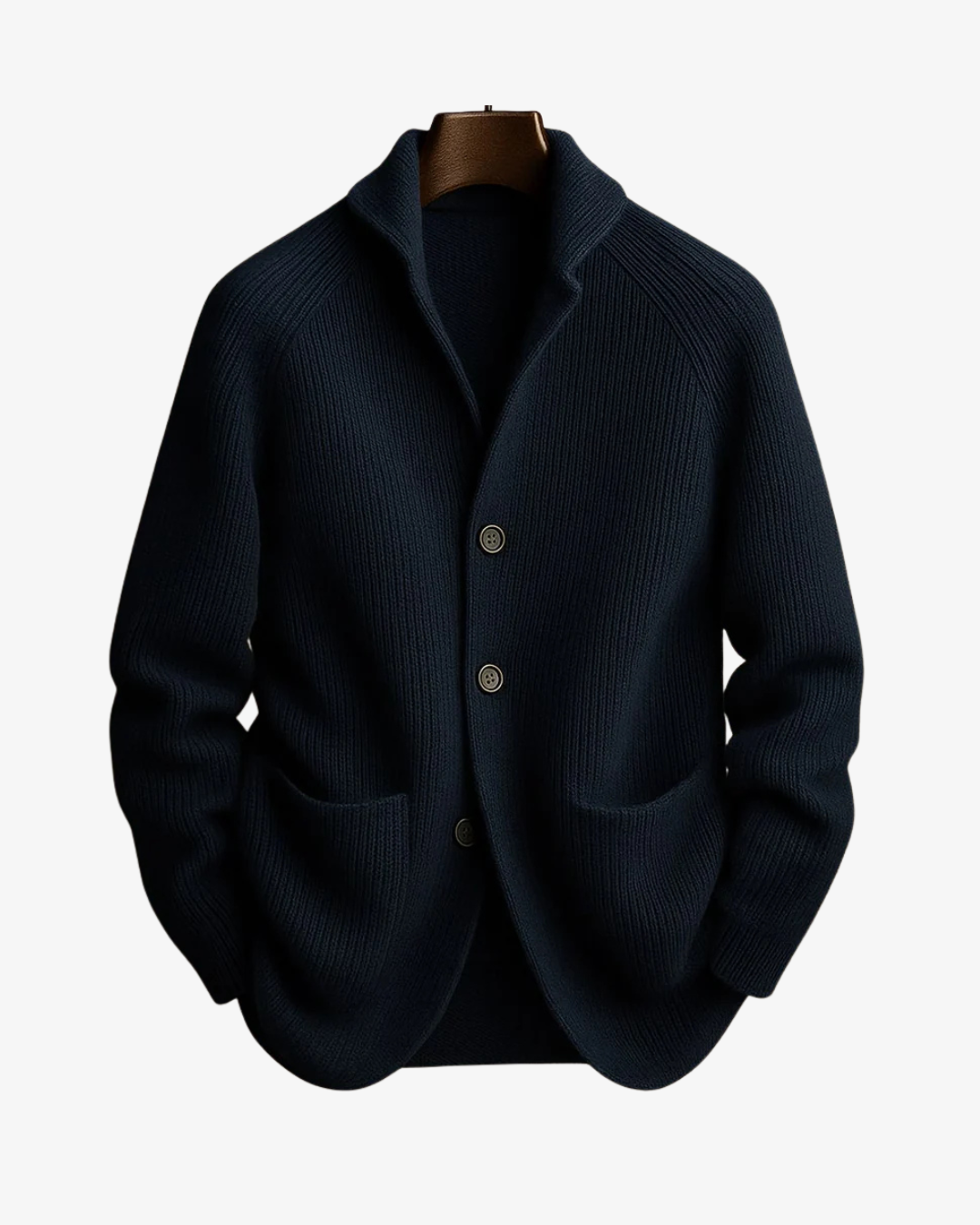 Cardigan homme en maille côtelée à col cranté boutonné 5