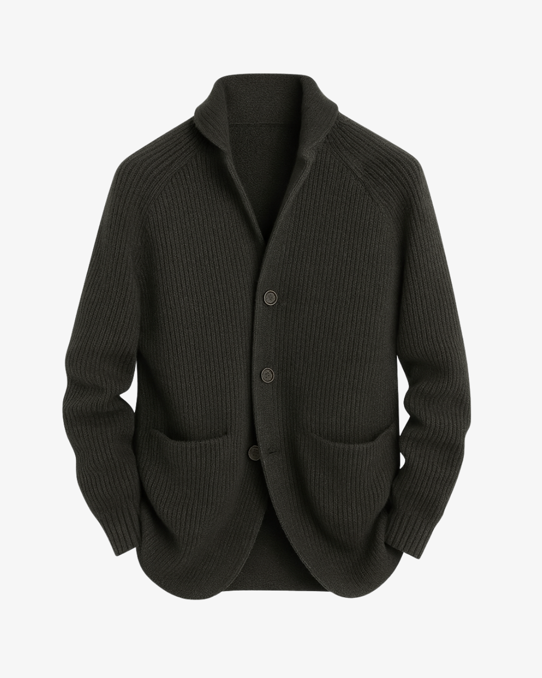 Cardigan homme en maille côtelée à col cranté boutonné 7