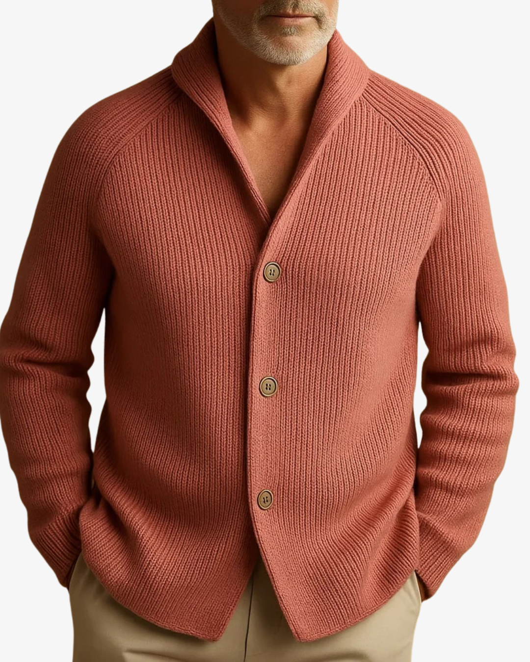 Cardigan homme en maille côtelée à col cranté boutonné 8