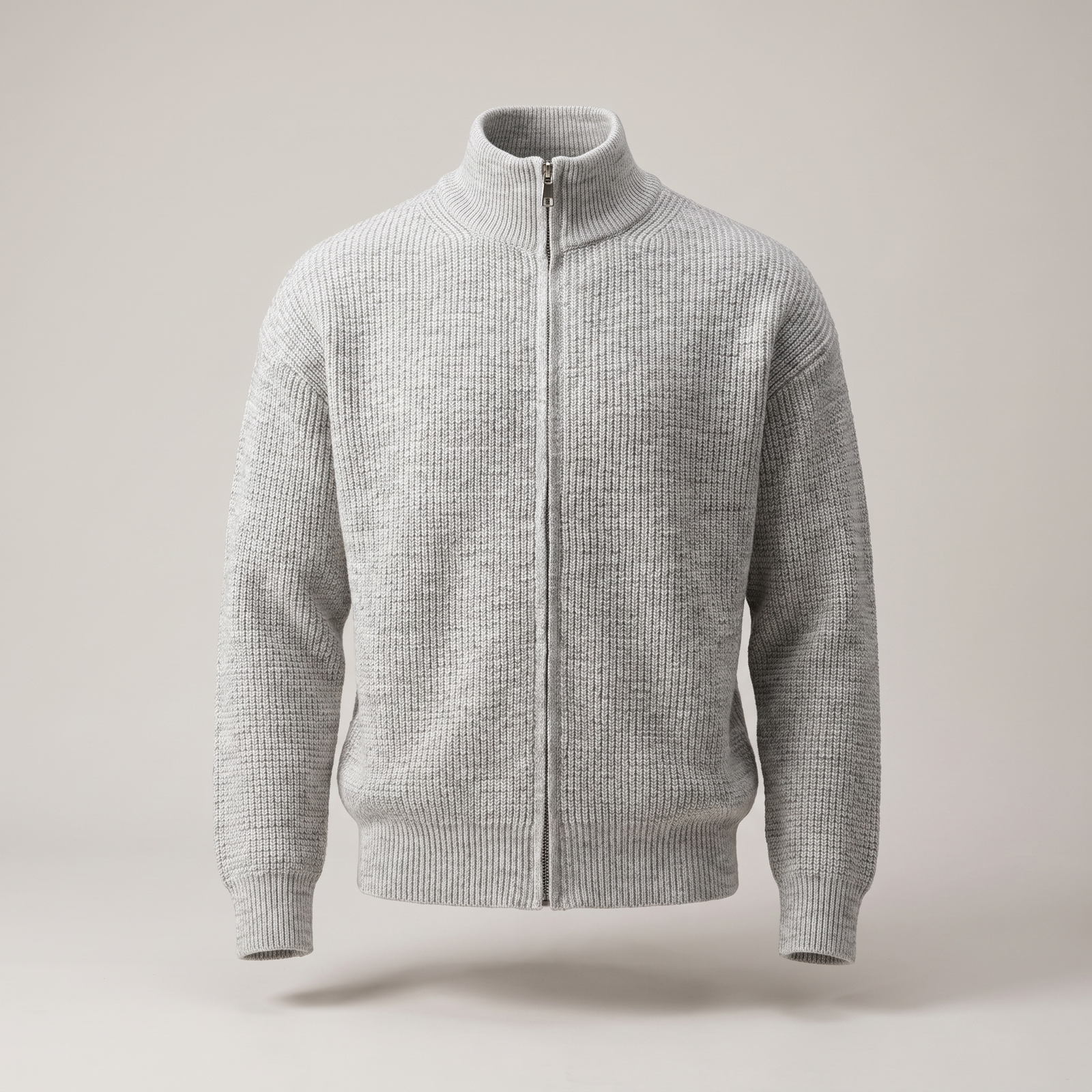 Cardigan homme zippé en laine à col structuré 2