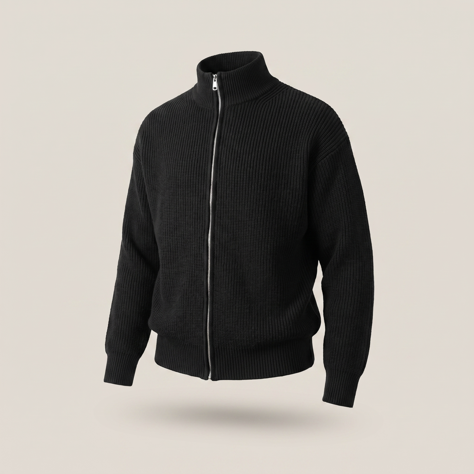 Cardigan homme zippé en laine à col structuré 4