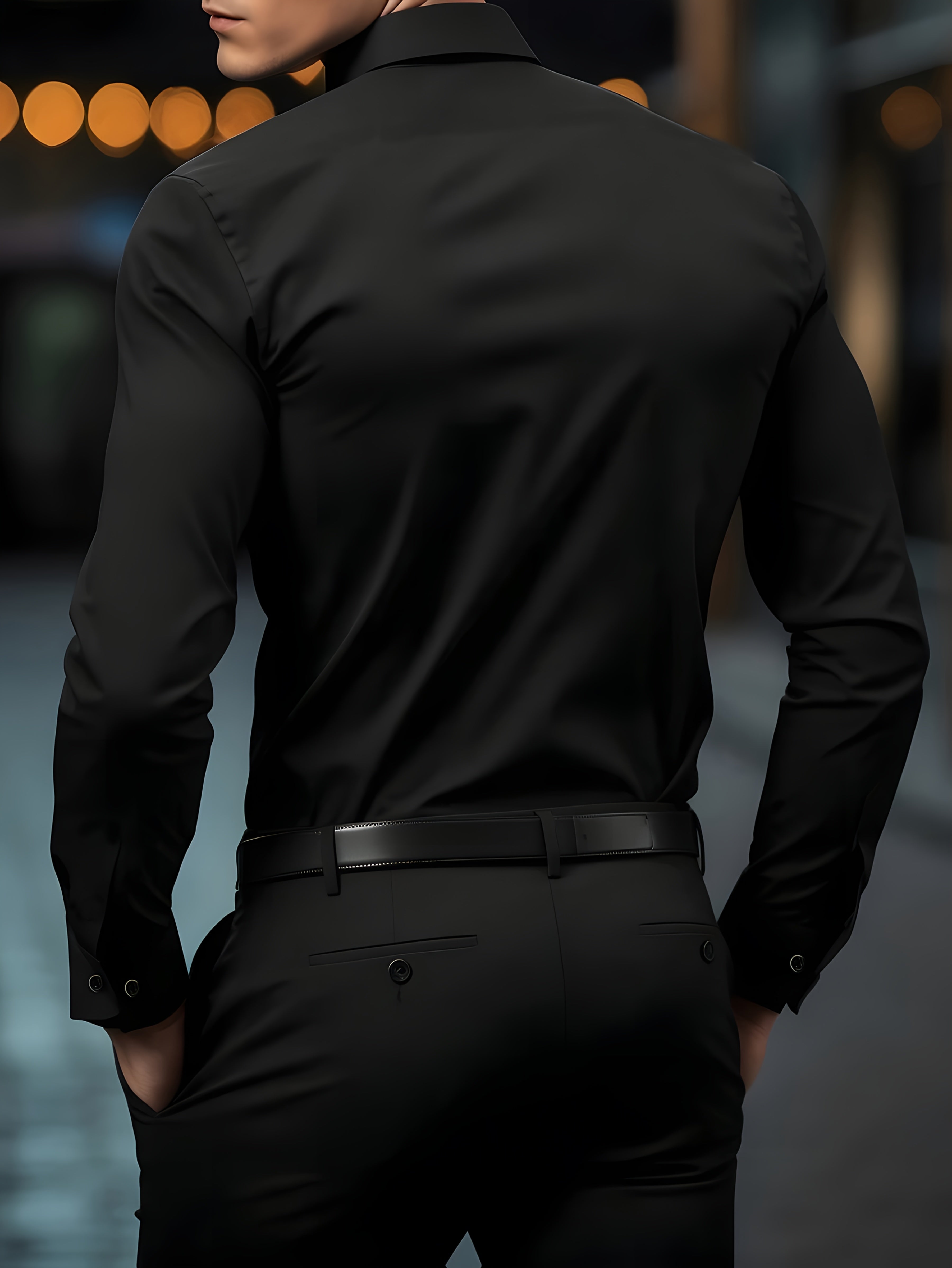 Chemise habillée homme unie à manches longues coupe ajustée 9