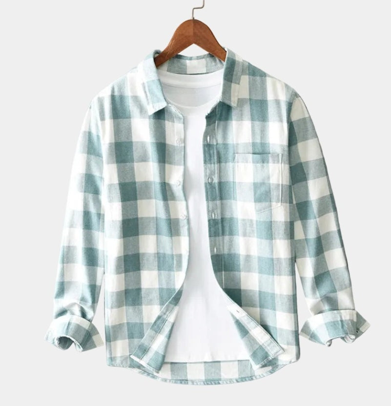 Chemise homme à carreaux à manches longues et poche poitrine 2