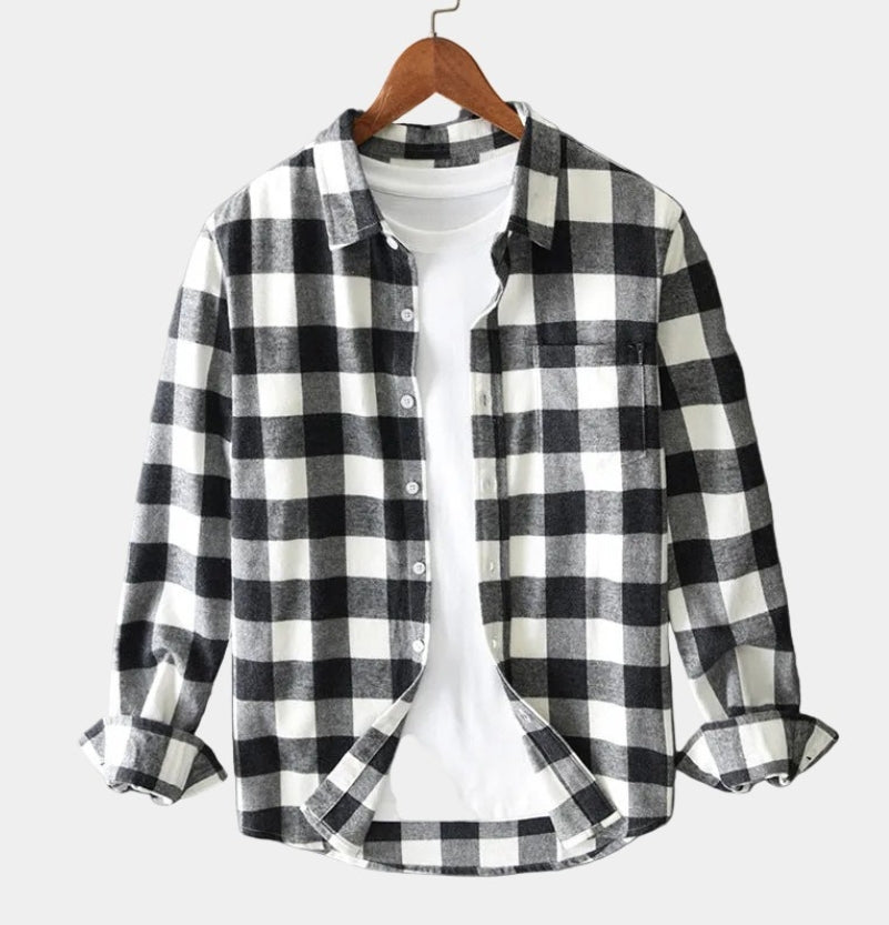 Chemise homme à carreaux à manches longues et poche poitrine 3
