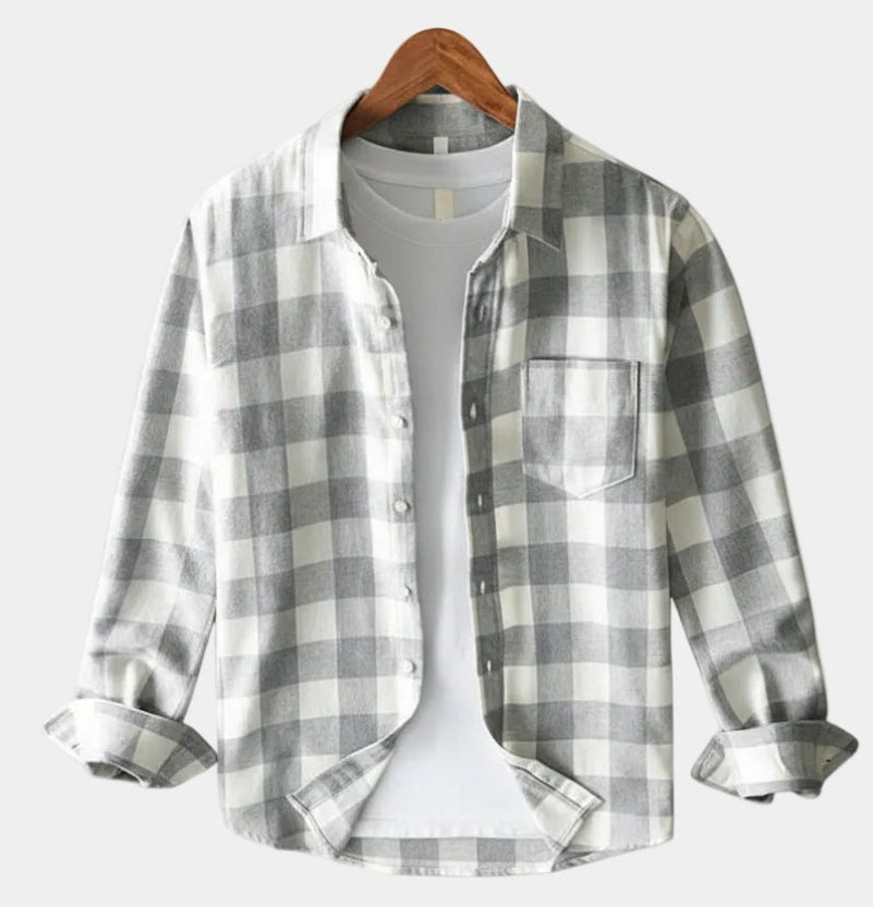 Chemise homme à carreaux à manches longues et poche poitrine 4