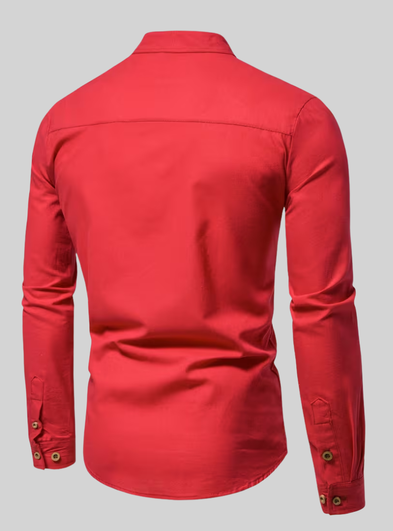 Chemise homme à col mao et manches longues 10