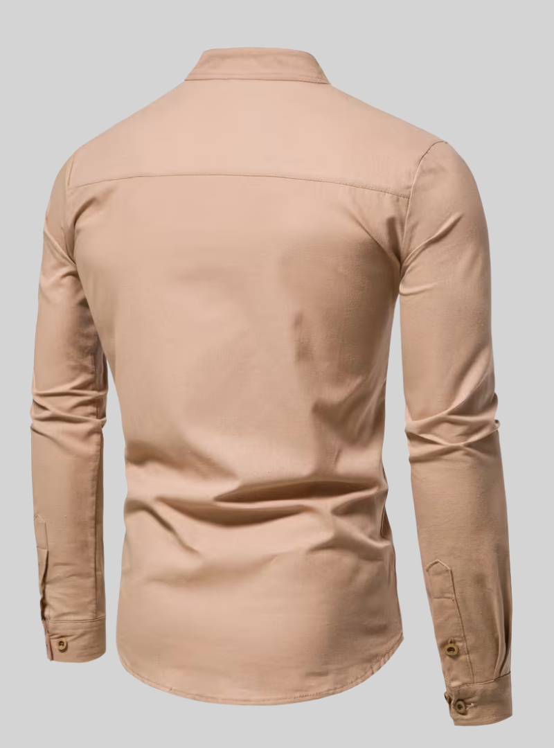 Chemise homme à col mao et manches longues 11